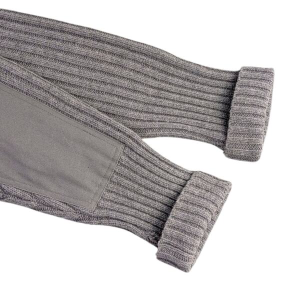 L.L.Bean Men’s Commando Henley Sweater L Gray Merino Lambswool Patches F237 - Picture 6 of 10